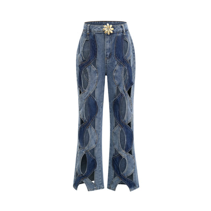 Le Indigo Découpé — High-waist panelled denim