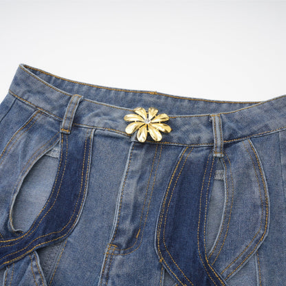 Le Indigo Découpé — High-waist panelled denim