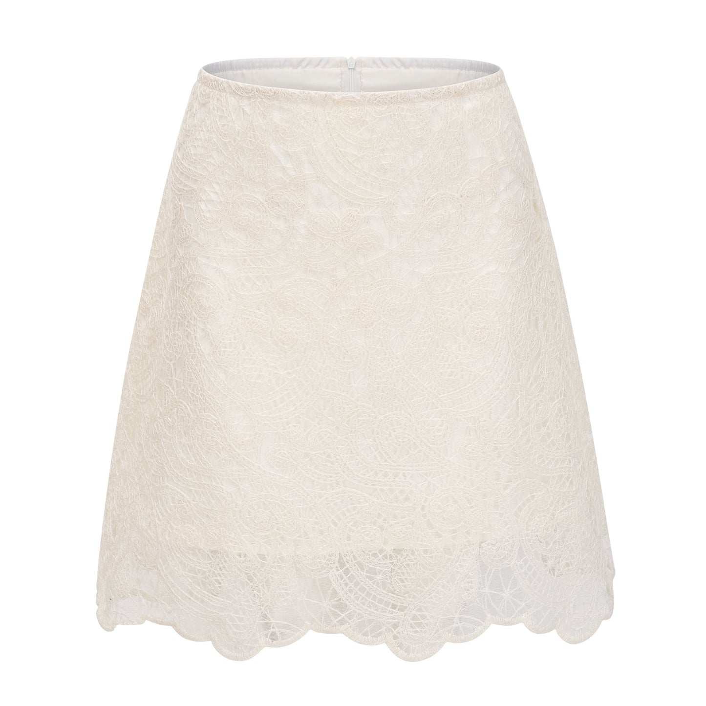 La Dentelle Claire — Embroidered lace blouse and mini skirt