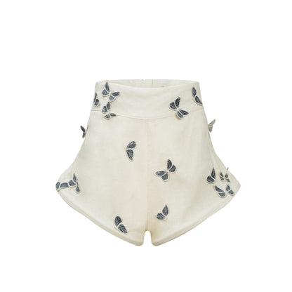 La Brise Papillon — Embroidered shirt and high-waisted shorts set