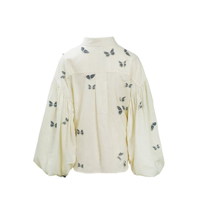 La Brise Papillon — Embroidered shirt and high-waisted shorts set
