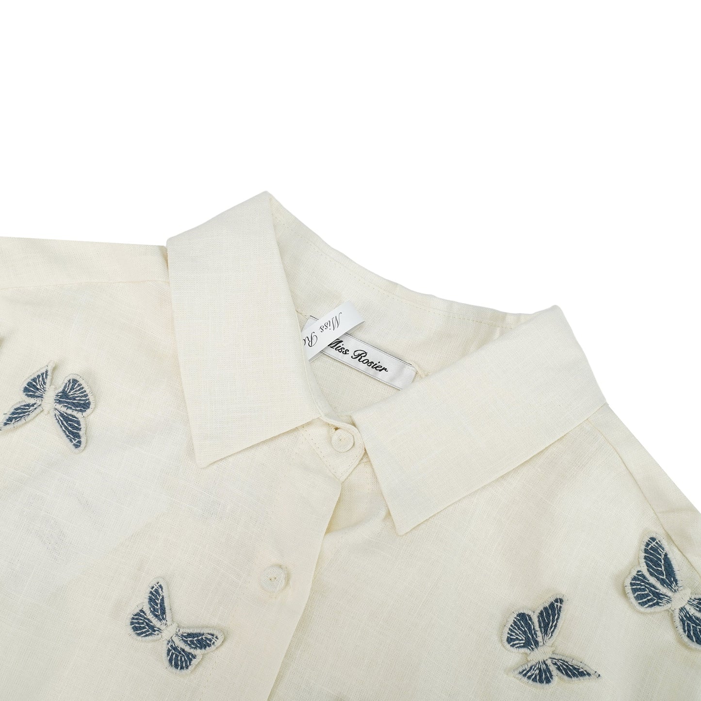 La Brise Papillon — Embroidered shirt and high-waisted shorts set