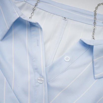 La Rayure Déstructurée — Off-shoulder striped cropped blouse