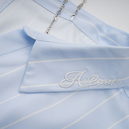 La Rayure Déstructurée — Off-shoulder striped cropped blouse