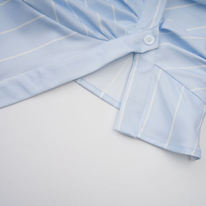 La Rayure Déstructurée — Off-shoulder striped cropped blouse