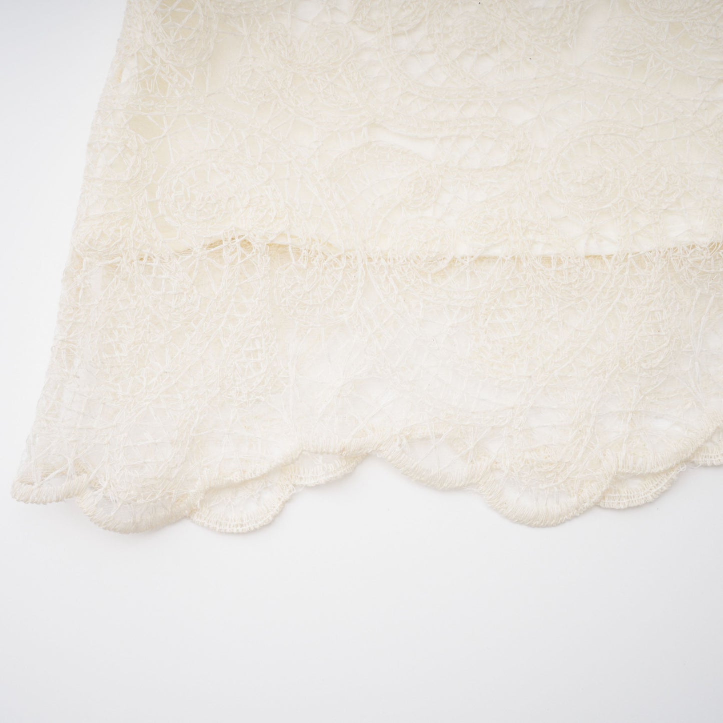 La Dentelle Claire — Embroidered lace blouse and mini skirt