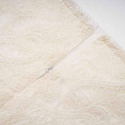 La Dentelle Claire — Embroidered lace blouse and mini skirt