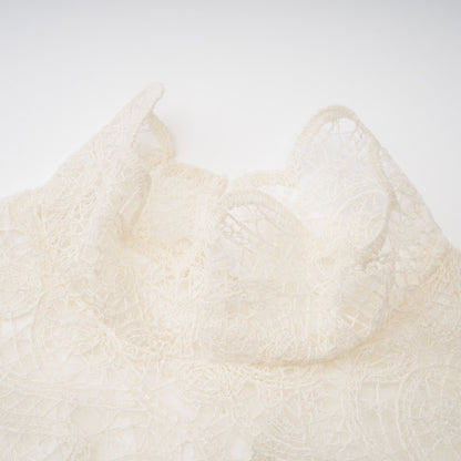 La Dentelle Claire — Embroidered lace blouse and mini skirt