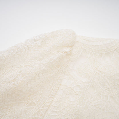 La Dentelle Claire — Embroidered lace blouse and mini skirt