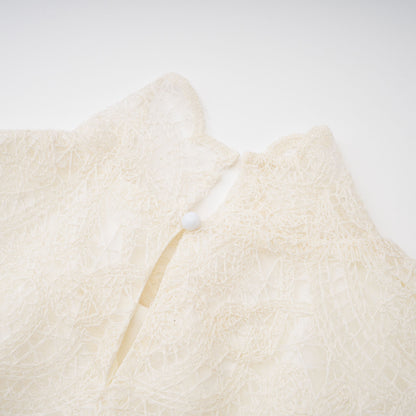 La Dentelle Claire — Embroidered lace blouse and mini skirt
