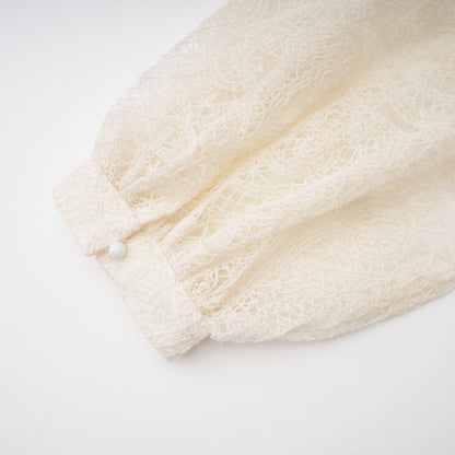 La Dentelle Claire — Embroidered lace blouse and mini skirt