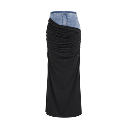 La Contraste Cintrée — Panelled draped top and skirt set
