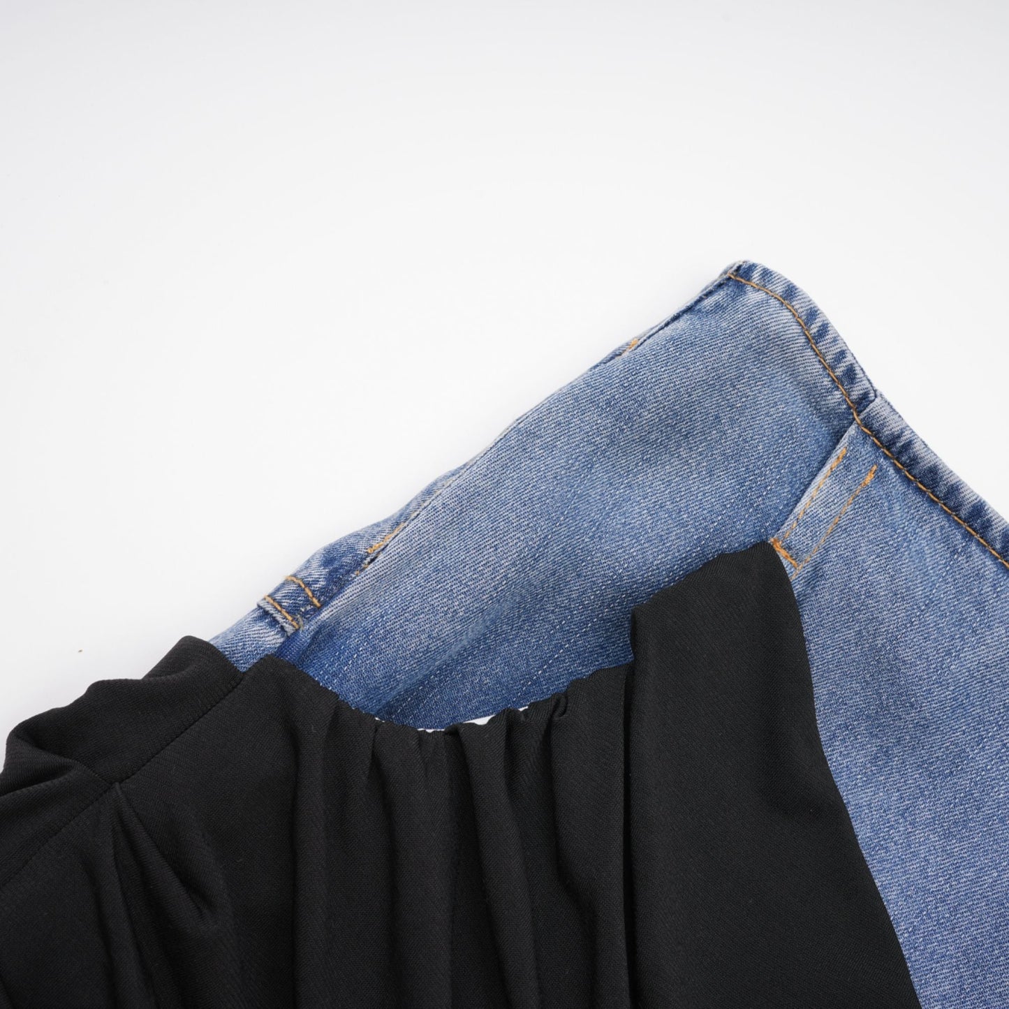 La Contraste Cintrée — Panelled draped top and skirt set