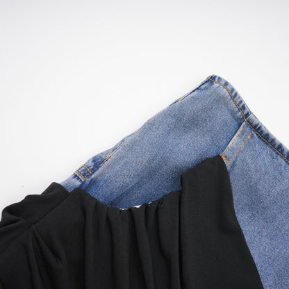 La Contraste Cintrée — Panelled draped top and skirt set