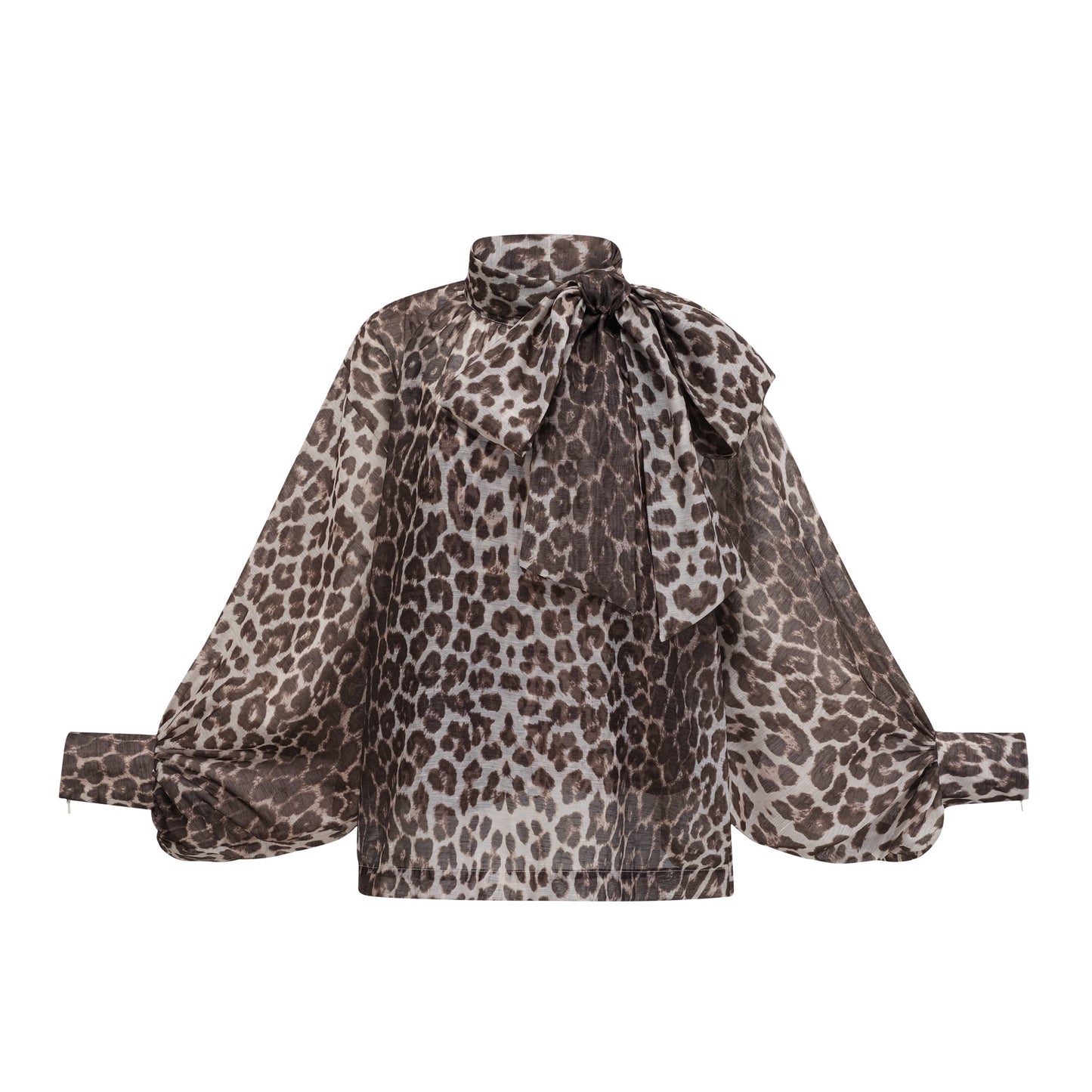 La Fauve — Leopard silk-touch blouse with scarf tie