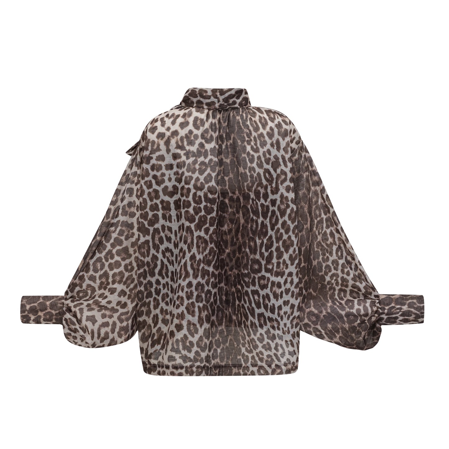 La Fauve — Leopard silk-touch blouse with scarf tie