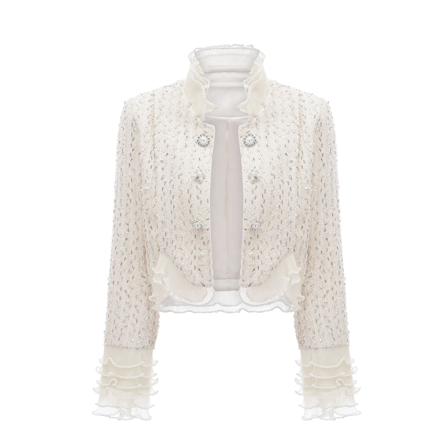 La Perle Éthérée — Pearl-embellished cropped jacket