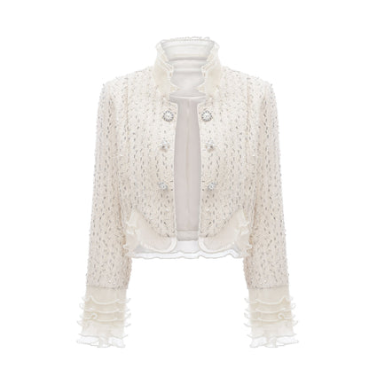 La Perle Éthérée — Pearl-embellished cropped jacket