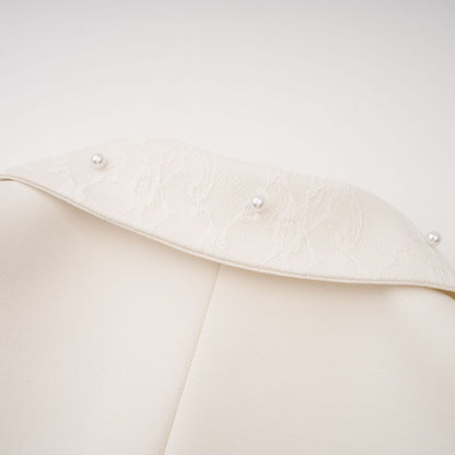 La Allure Blanche — Pearl-trim cropped jacket and pleated maxi skirt