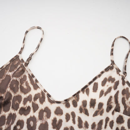 La Fauve — Leopard silk-touch blouse with scarf tie