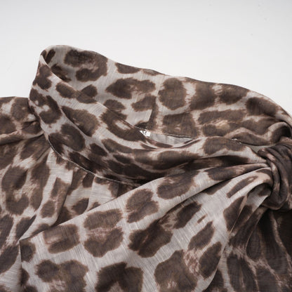 La Fauve — Leopard silk-touch blouse with scarf tie