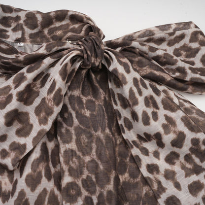 La Fauve — Leopard silk-touch blouse with scarf tie