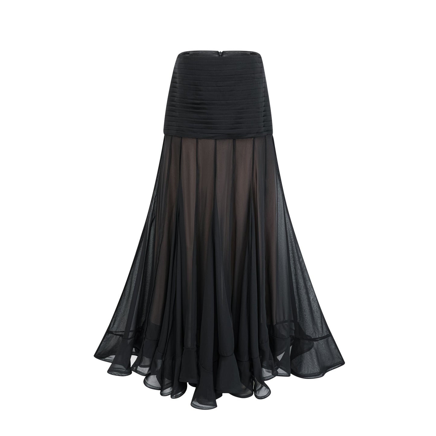La Voilée — Pleated tulle ankle skirt