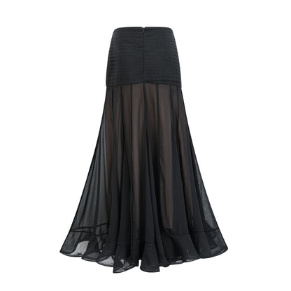La Voilée — Pleated tulle ankle skirt