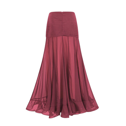 La Voilée — Pleated tulle ankle skirt