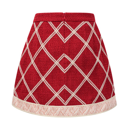 La Rosée — Bow-tie crochet blouse and petal mini skirt