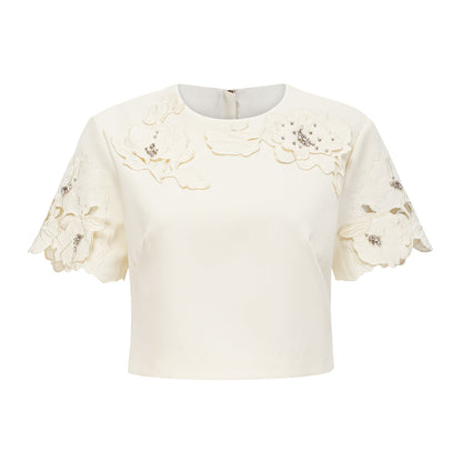 La Pétale Élégante — Embellished petal top and A-line skirt
