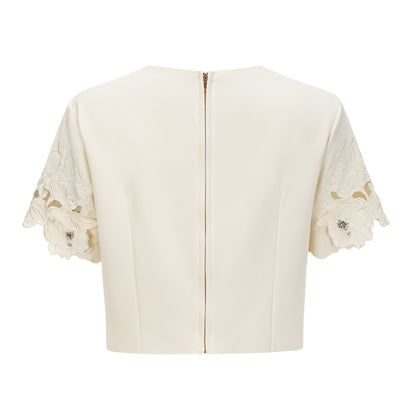 La Pétale Élégante — Embellished petal top and A-line skirt