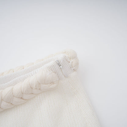 La Crochet Aurore — Pearl-strap crochet top and maxi skirt