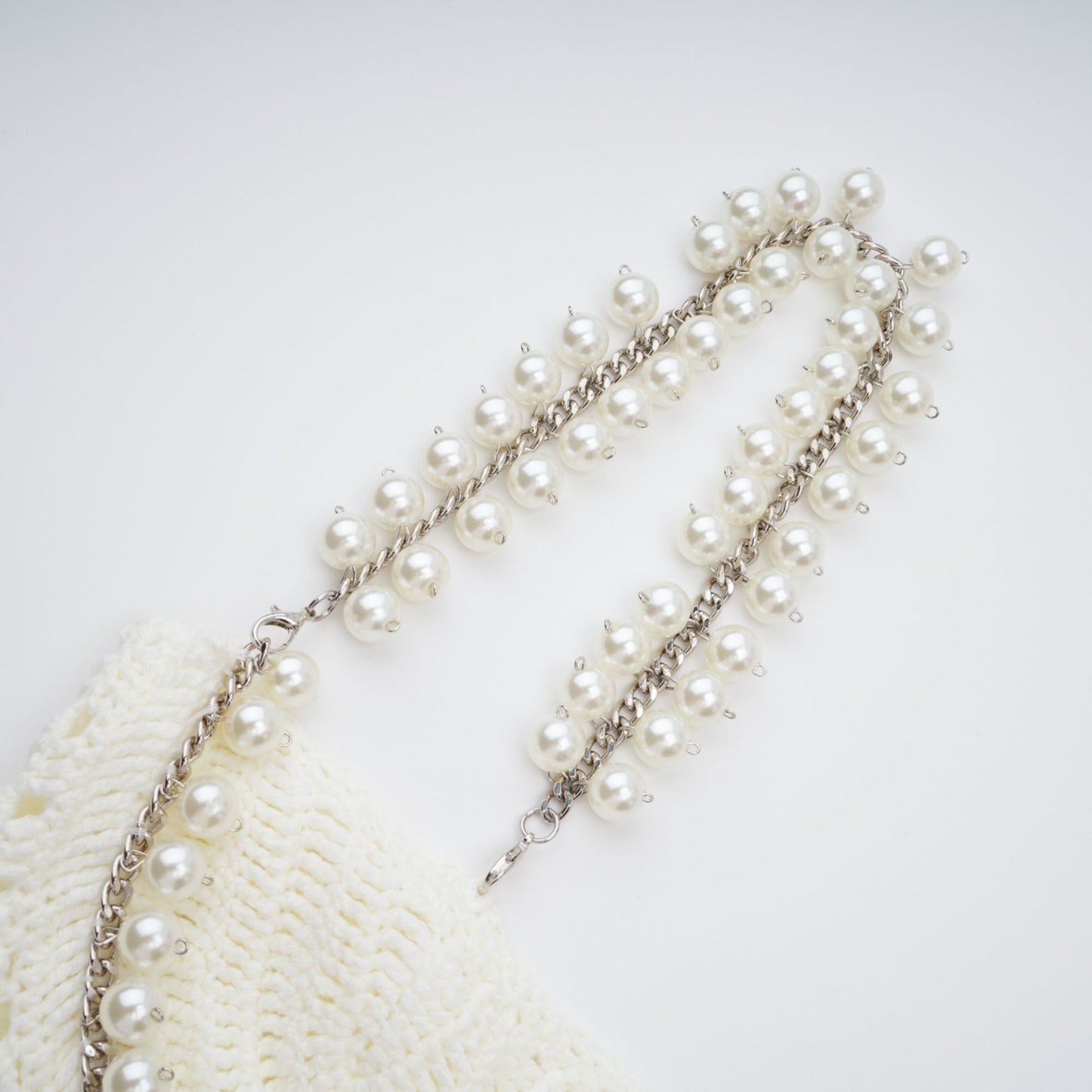 La Crochet Aurore — Pearl-strap crochet top and maxi skirt