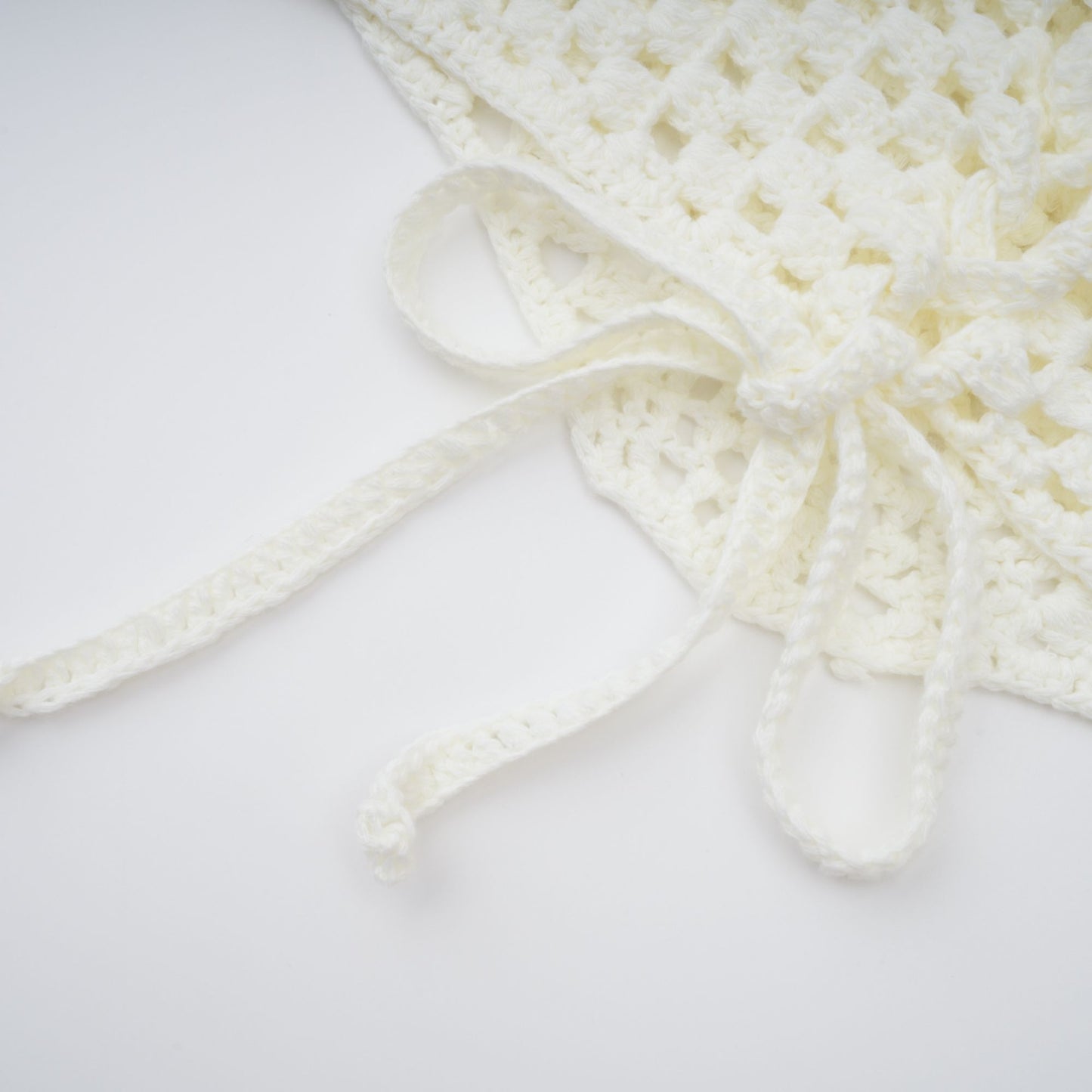 La Crochet Aurore — Pearl-strap crochet top and maxi skirt