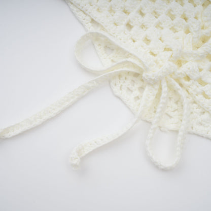 La Crochet Aurore — Pearl-strap crochet top and maxi skirt