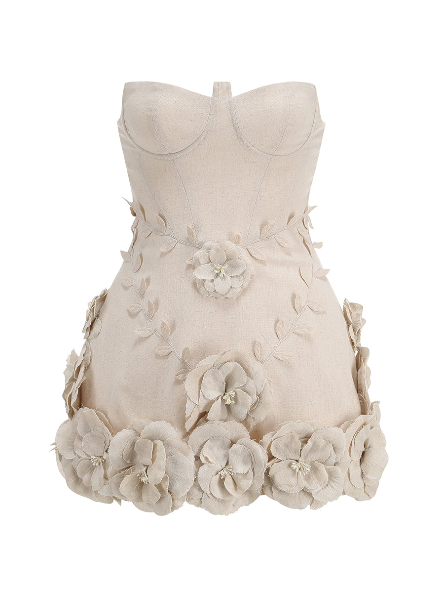 Eleanora — Corset Flower Off-Shoulder Mini Dress