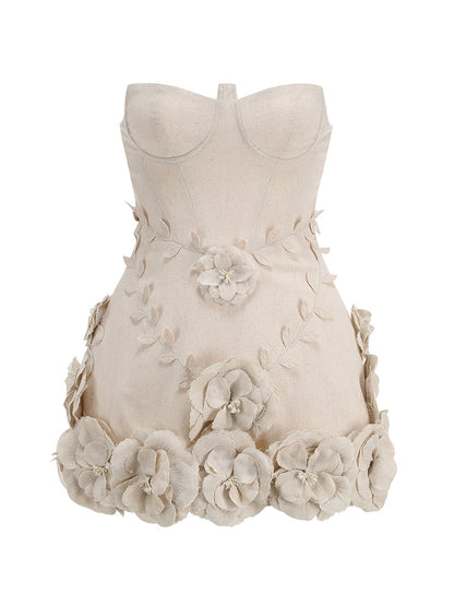 Eleanora — Corset Flower Off-Shoulder Mini Dress