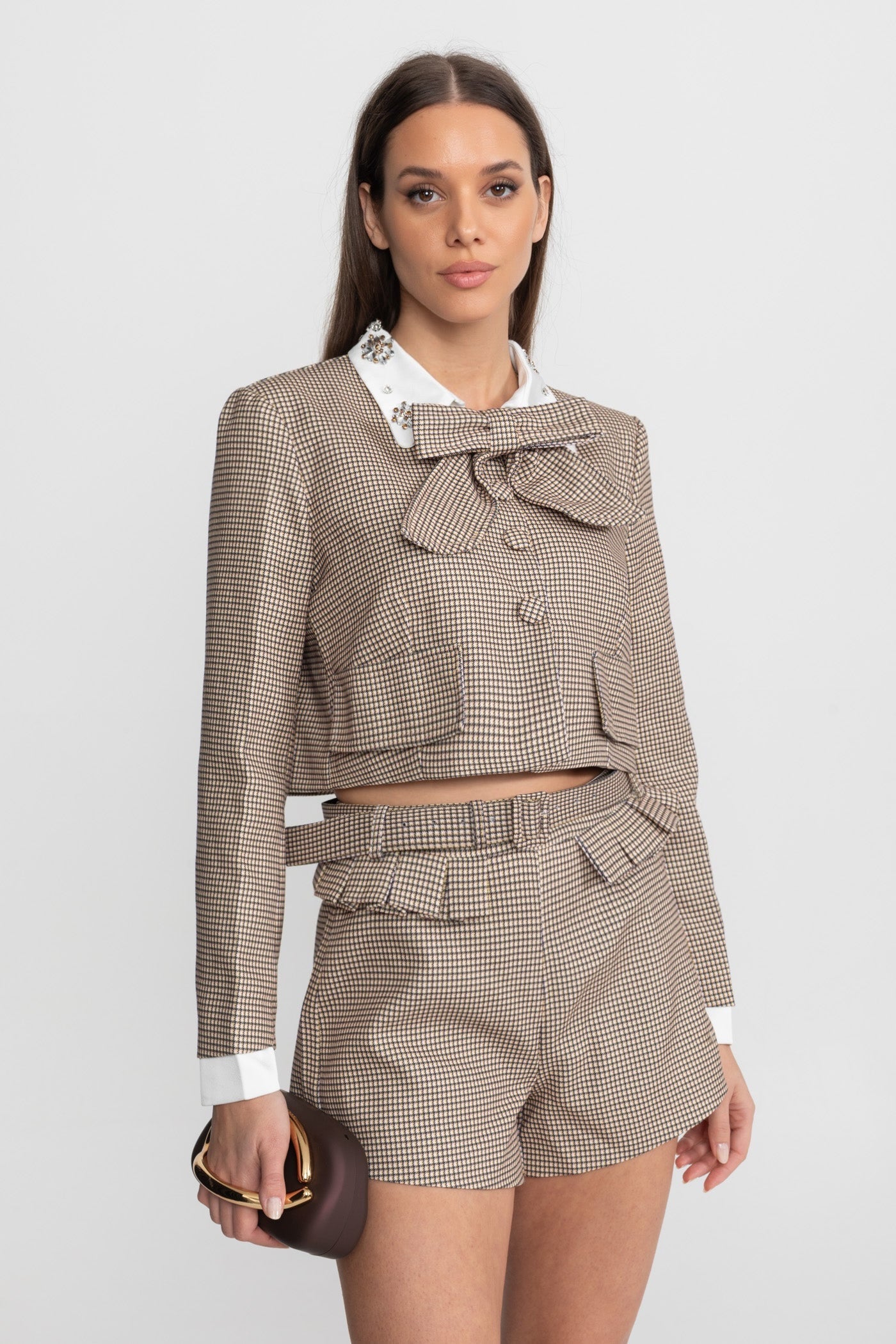 La Vérane — Heritage Check Tailored Short Set