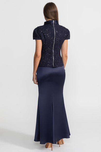 La Celeste — Tweed Embellished Co-Ord in Navy