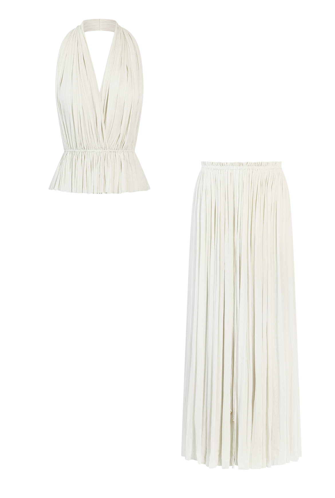 La Brynlee — Open-Back Silk Maxi Set in Ivory