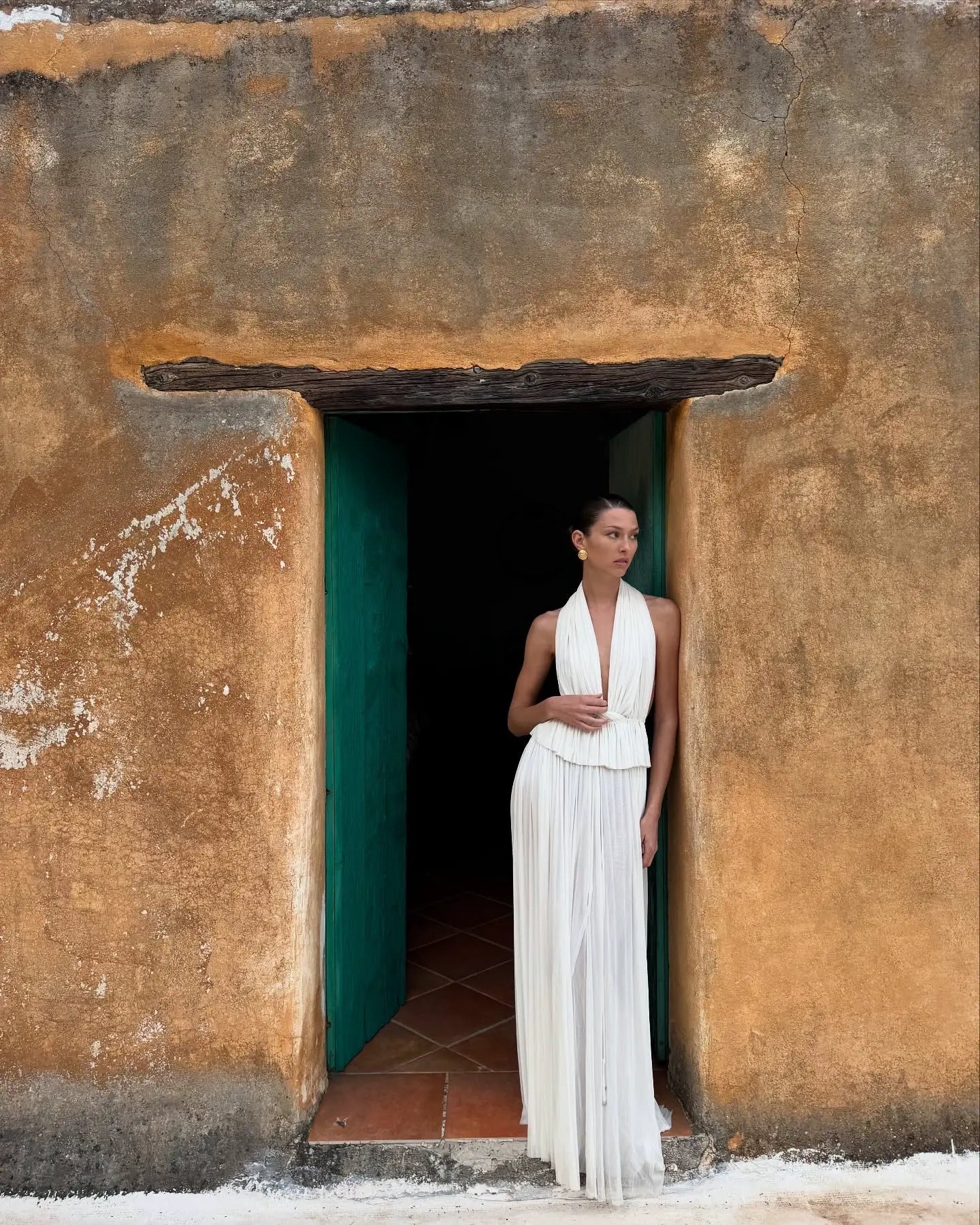 La Brynlee — Open-Back Silk Maxi Set in Ivory