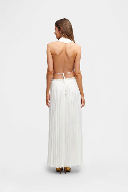 La Brynlee — Open-Back Silk Maxi Set in Ivory