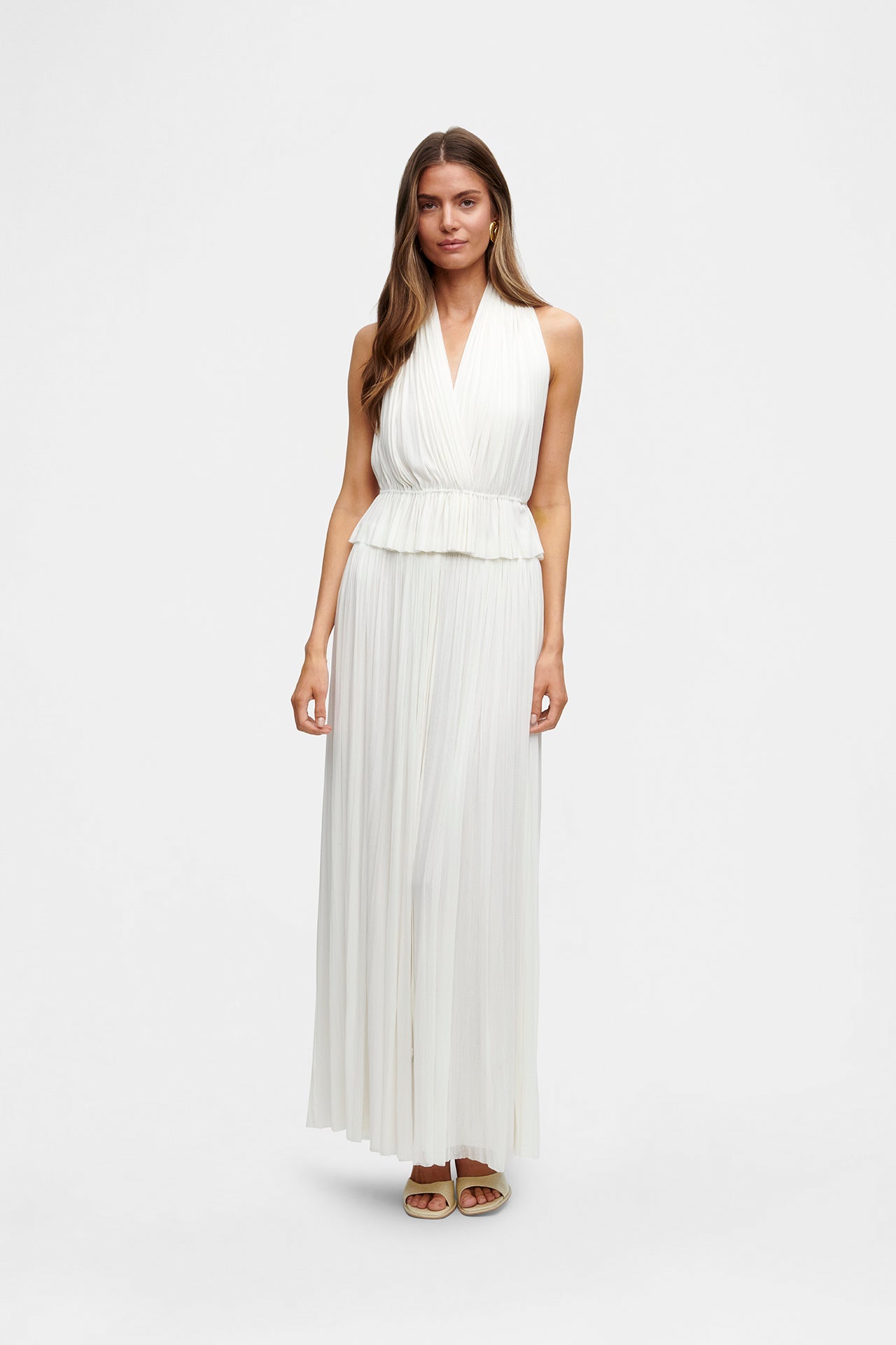 La Brynlee — Open-Back Silk Maxi Set in Ivory