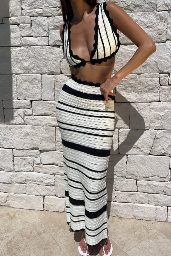 La Paloma — Striped Crochet Maxi Set