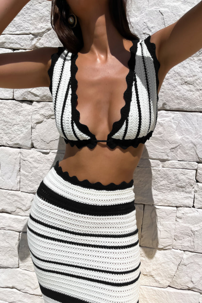 La Paloma — Striped Crochet Maxi Set