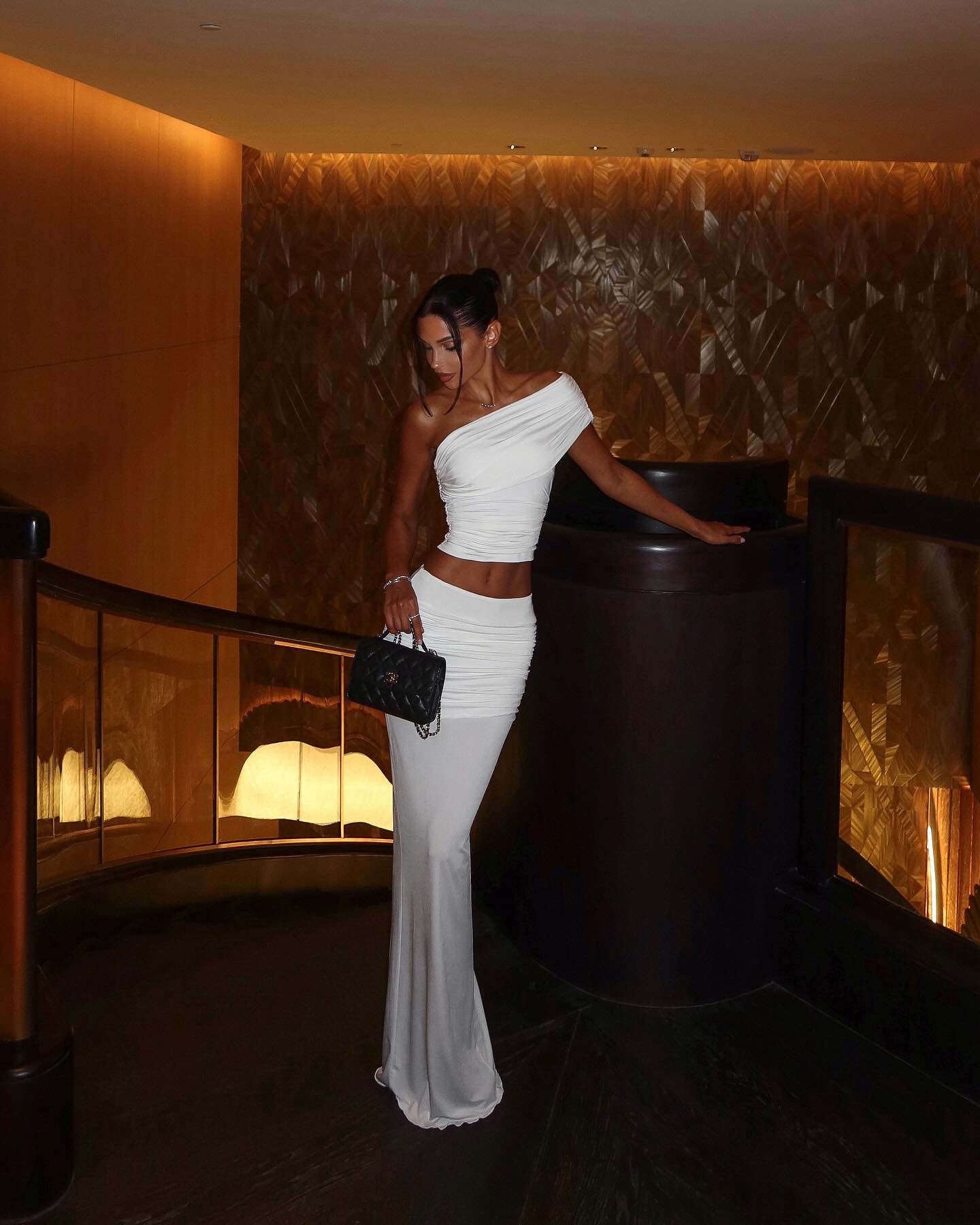 La Yara — Asymmetric Sculpted Maxi Set in Ivory
