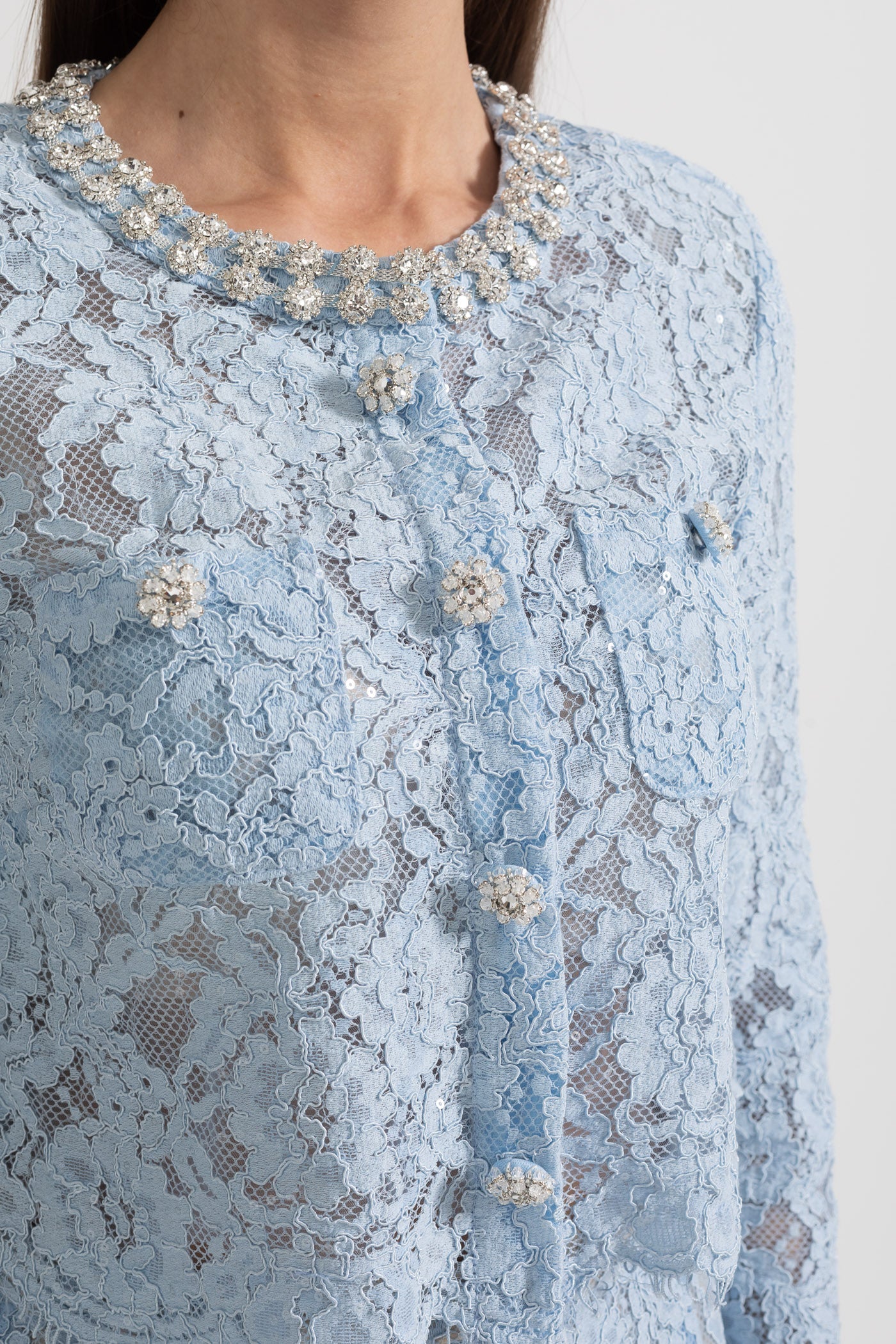 La Céliane — Embroidered Lace Co-Ord in Powder Blue