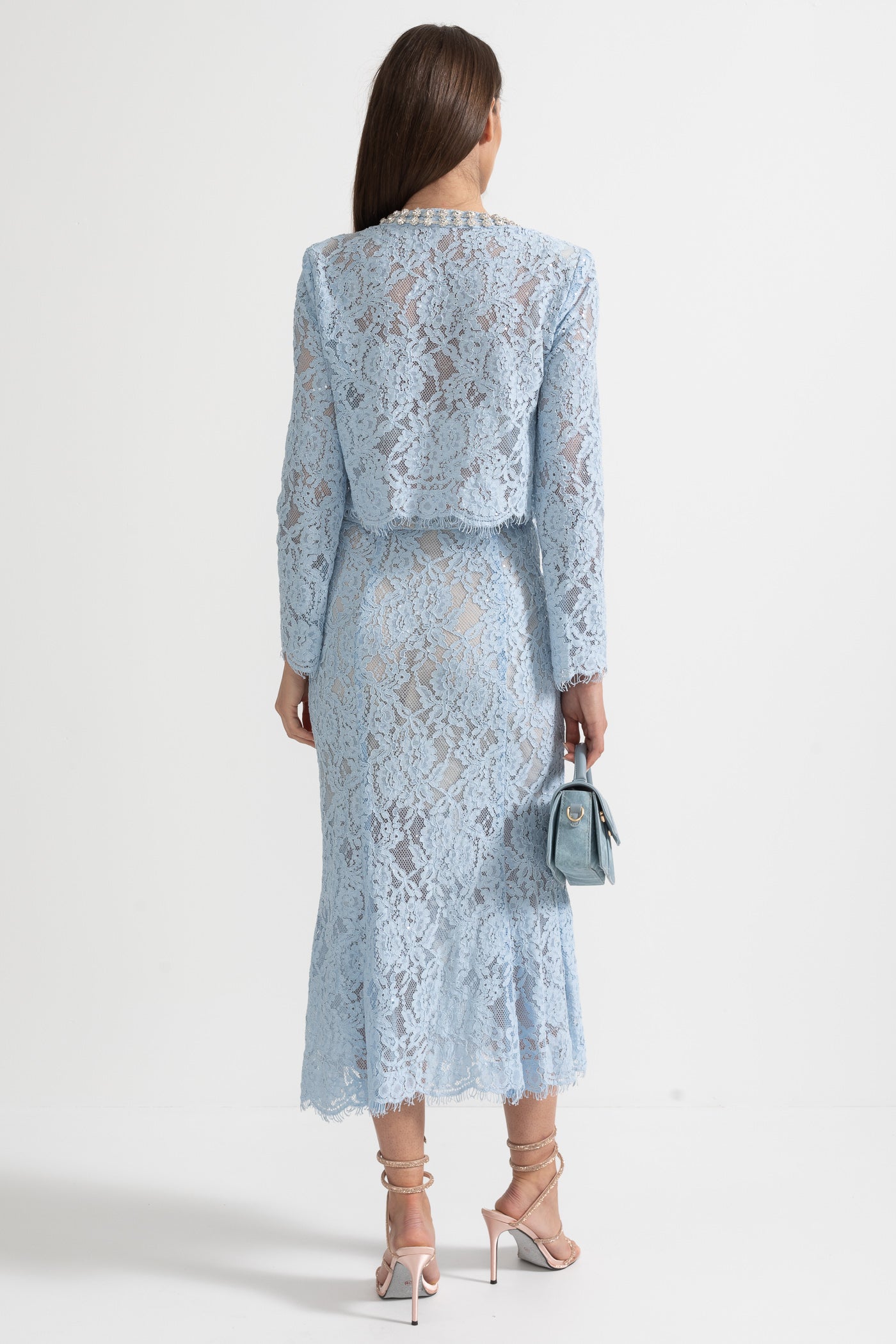 La Céliane — Embroidered Lace Co-Ord in Powder Blue