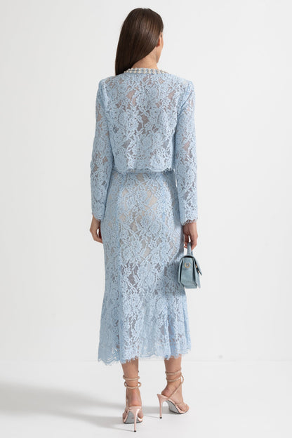 La Céliane — Embroidered Lace Co-Ord in Powder Blue